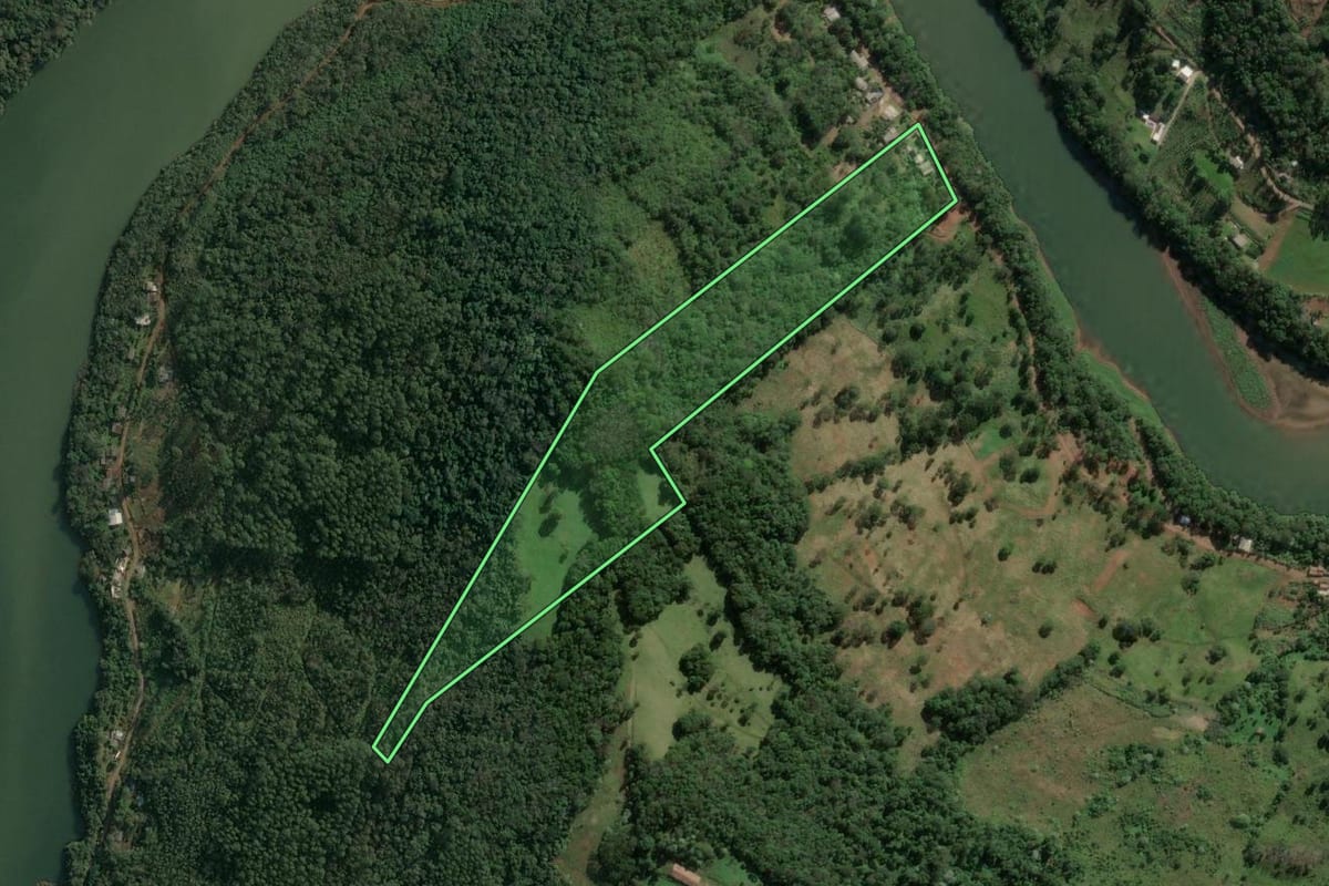 Imagem de satélite do imóvel rural em Concórdia (SC), com o contorno declarado no CAR desenhado por cima.