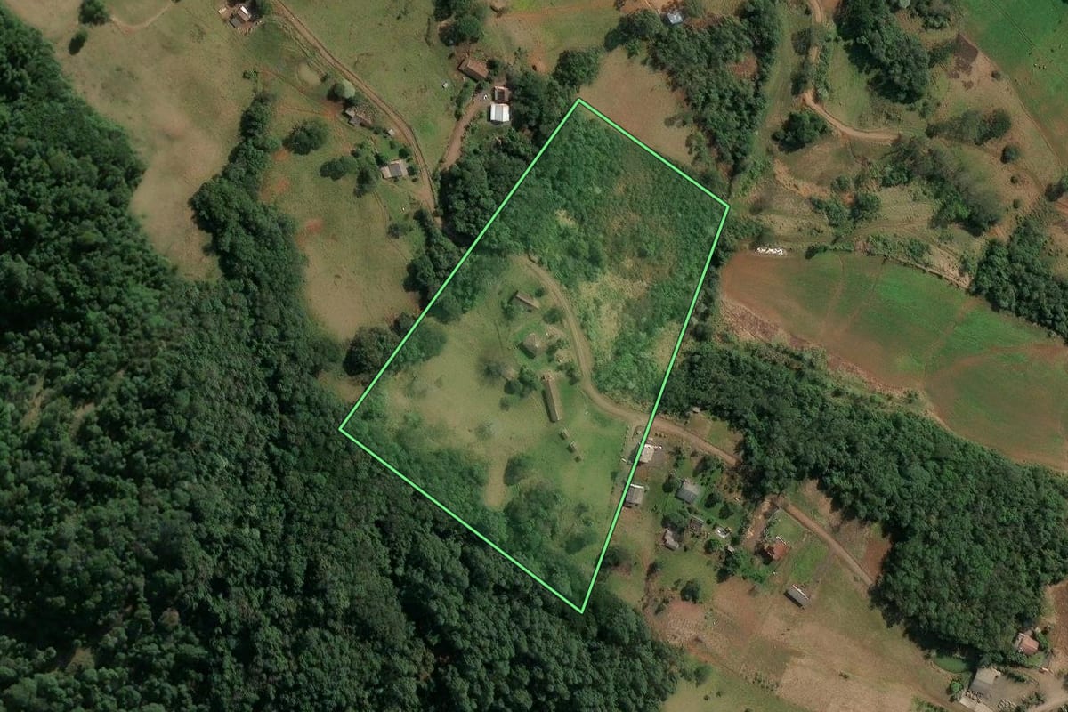 Imagem de satélite do imóvel rural em Concórdia (SC), com o contorno declarado no CAR desenhado por cima.