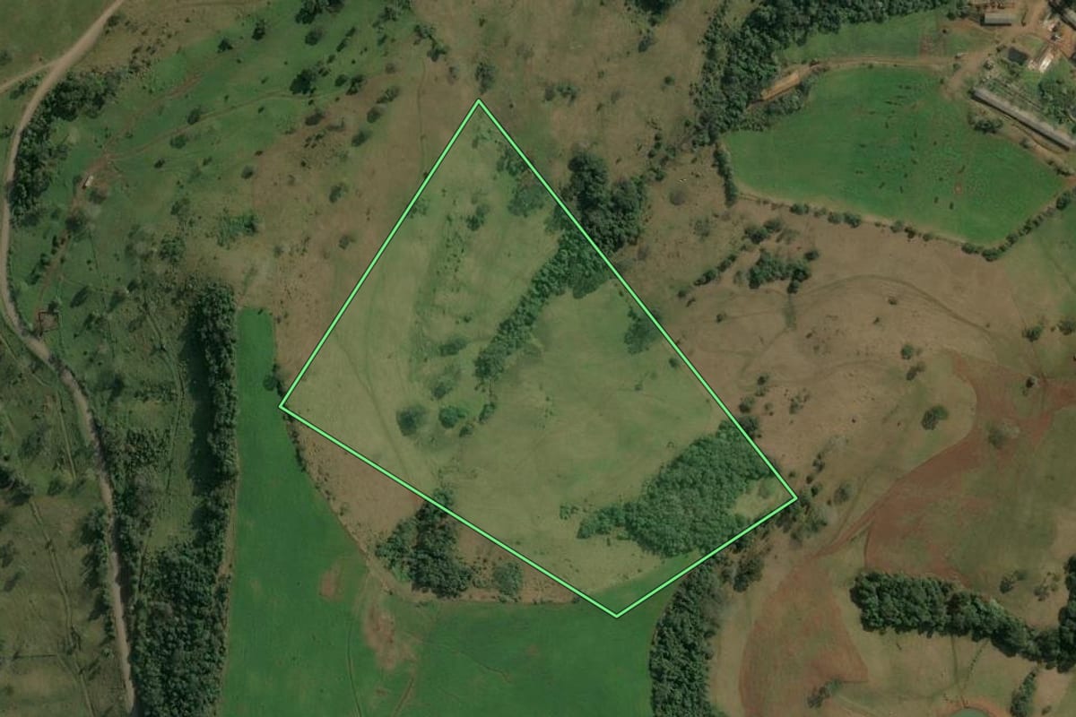 Imagem de satélite do imóvel rural em Concórdia (SC), com o contorno declarado no CAR desenhado por cima.