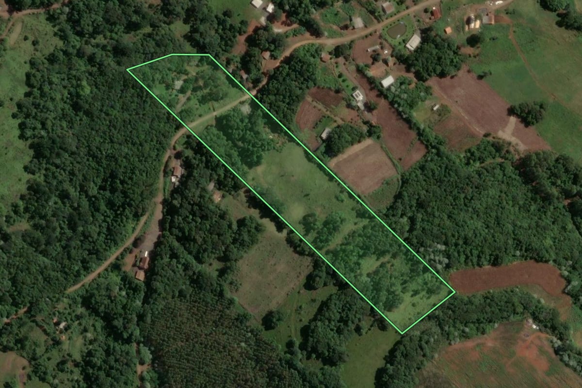 Imagem de satélite do imóvel rural em Concórdia (SC), com o contorno declarado no CAR desenhado por cima.