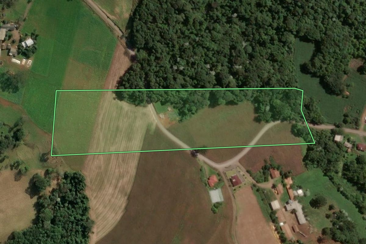 Imagem de satélite do imóvel rural em Concórdia (SC), com o contorno declarado no CAR desenhado por cima.