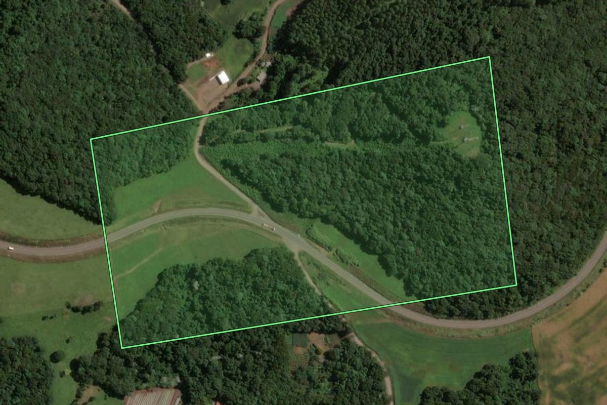 Imagem de satélite do imóvel rural em Concórdia (SC), com o contorno declarado no CAR desenhado por cima.