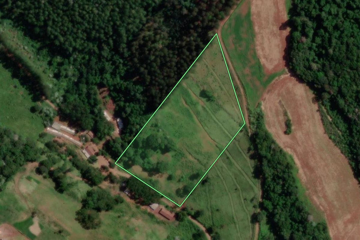 Imagem de satélite do imóvel rural em Cordilheira Alta (SC), com o contorno declarado no CAR desenhado por cima.