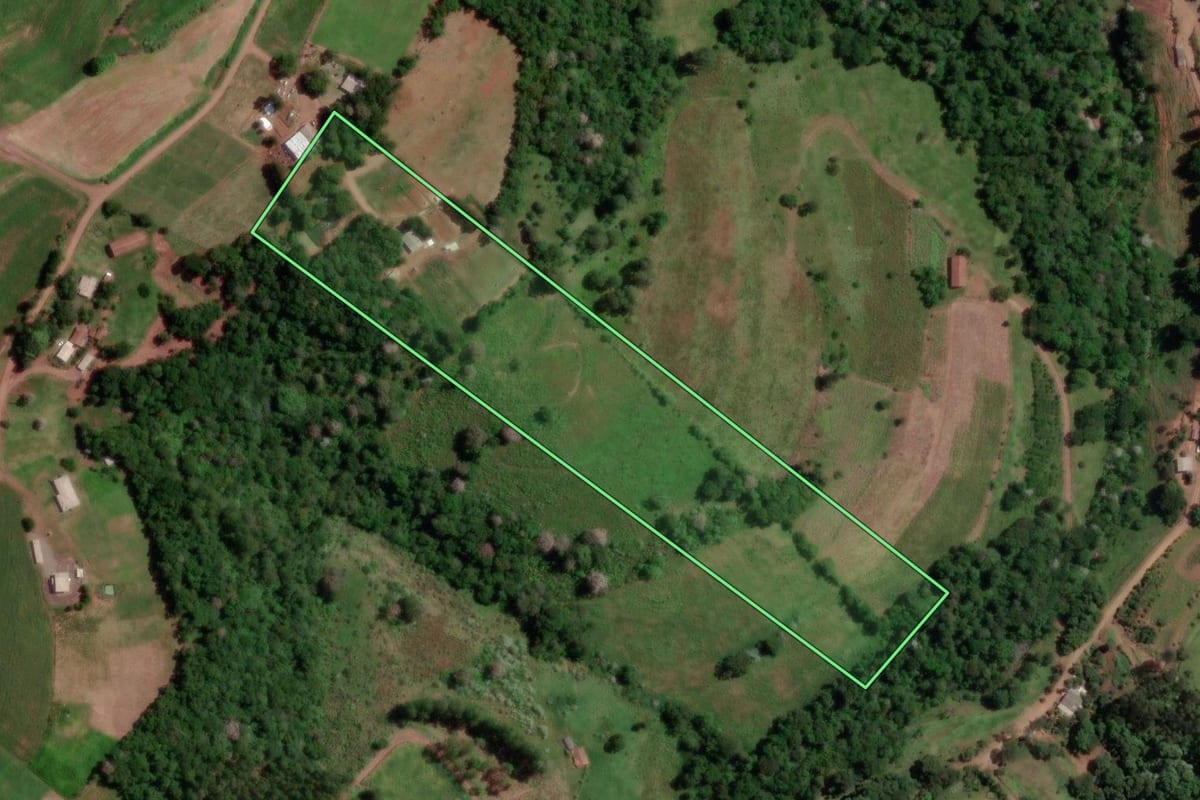 Imagem de satélite do imóvel rural em Cordilheira Alta (SC), com o contorno declarado no CAR desenhado por cima.