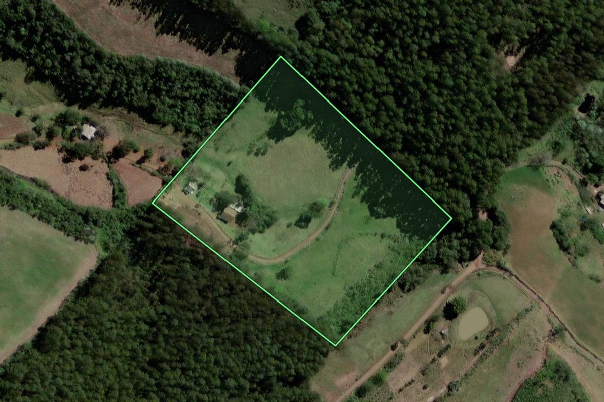 Imagem de satélite do imóvel rural em Coronel Freitas (SC), com o contorno declarado no CAR desenhado por cima.