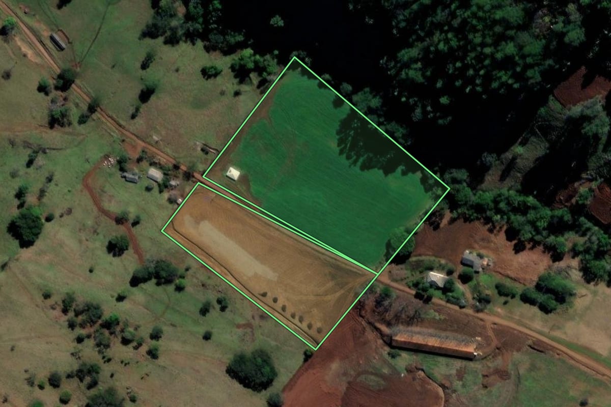 Imagem de satélite do imóvel rural em Coronel Freitas (SC), com o contorno declarado no CAR desenhado por cima.