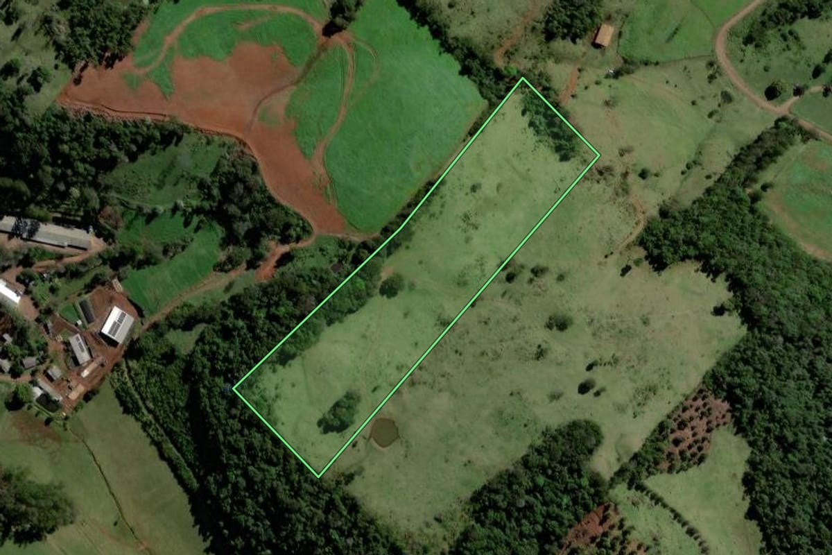 Imagem de satélite do imóvel rural em Coronel Freitas (SC), com o contorno declarado no CAR desenhado por cima.