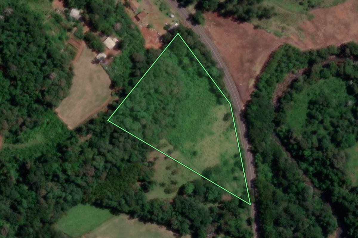 Imagem de satélite do imóvel rural em Coronel Freitas (SC), com o contorno declarado no CAR desenhado por cima.
