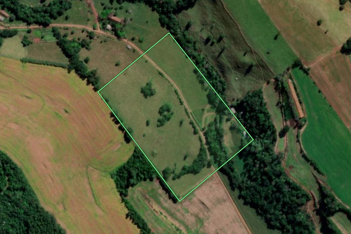 Imagem de satélite do imóvel rural em Coronel Freitas (SC), com o contorno declarado no CAR desenhado por cima.