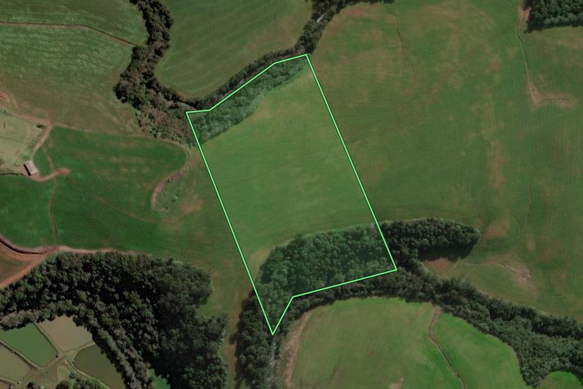 Imagem de satélite do imóvel rural em Coronel Martins (SC), com o contorno declarado no CAR desenhado por cima.