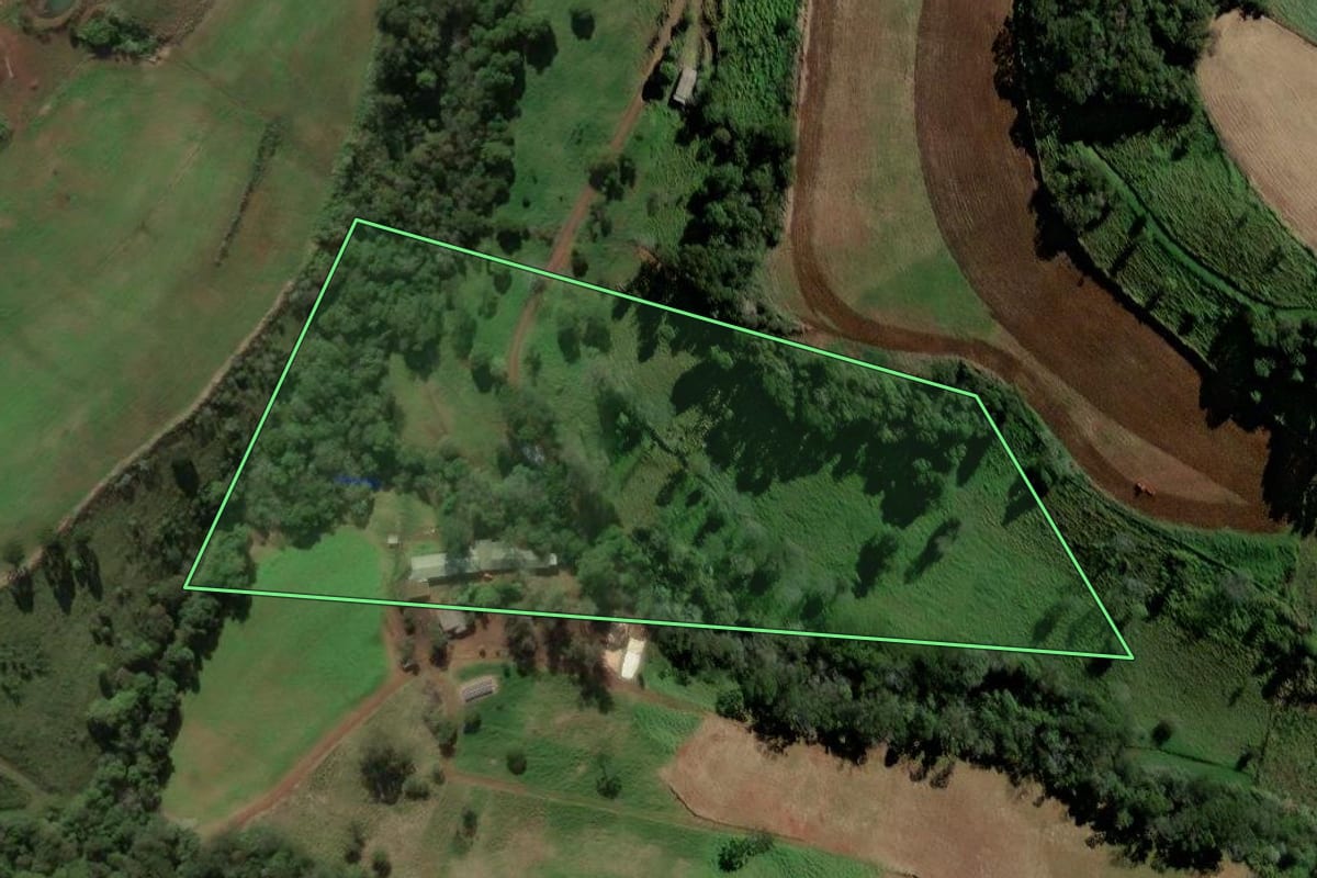 Imagem de satélite do imóvel rural em Coronel Martins (SC), com o contorno declarado no CAR desenhado por cima.
