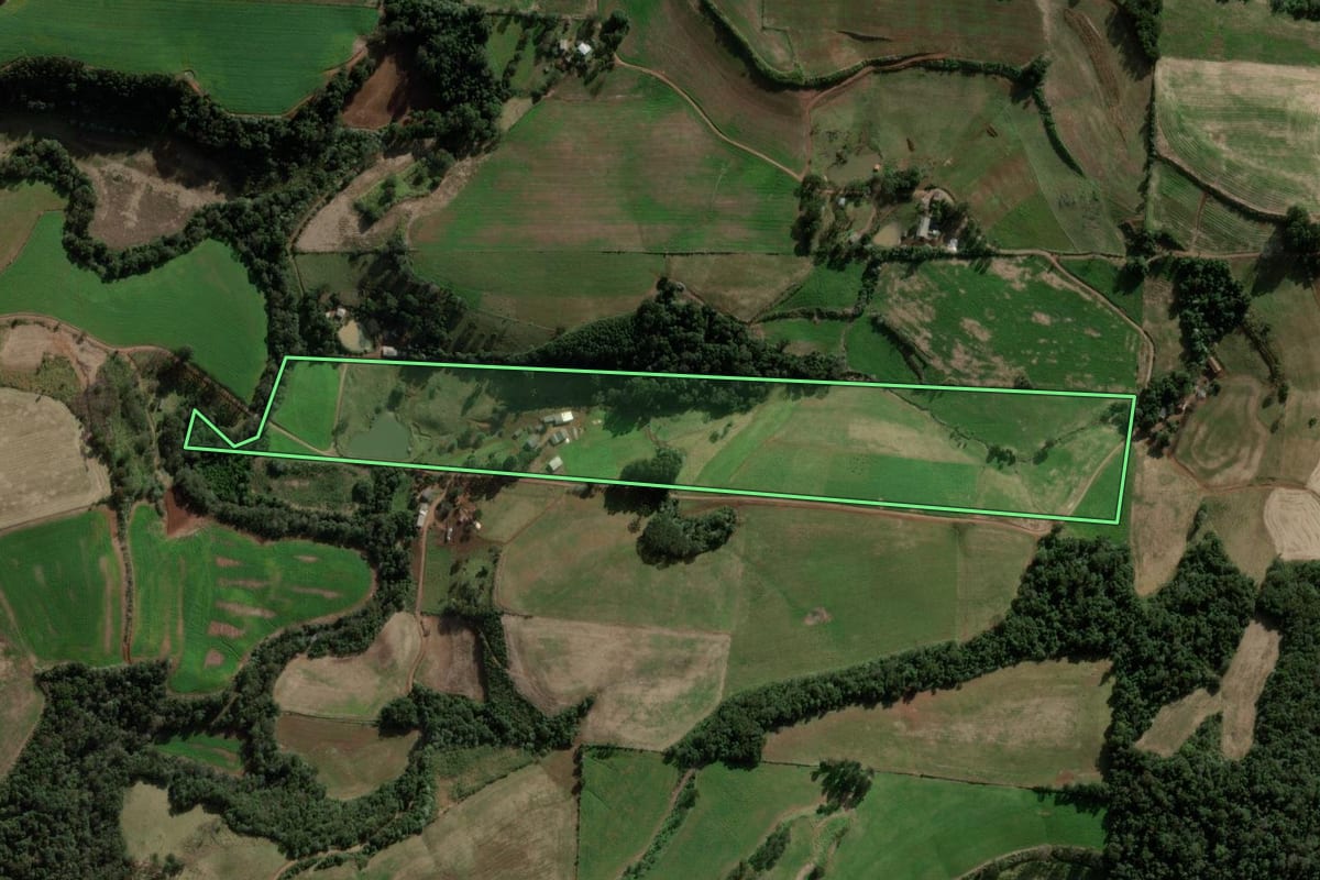 Imagem de satélite do imóvel rural em Coronel Martins (SC), com o contorno declarado no CAR desenhado por cima.