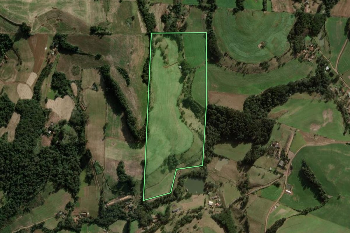 Imagem de satélite do imóvel rural em Coronel Martins (SC), com o contorno declarado no CAR desenhado por cima.