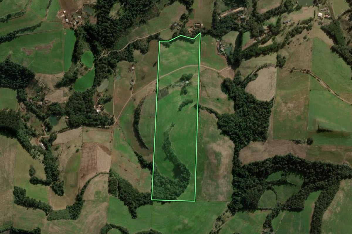 Imagem de satélite do imóvel rural em Coronel Martins (SC), com o contorno declarado no CAR desenhado por cima.