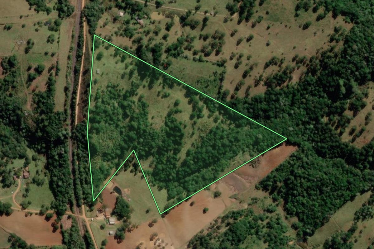 Imagem de satélite do imóvel rural em Correia Pinto (SC), com o contorno declarado no CAR desenhado por cima.