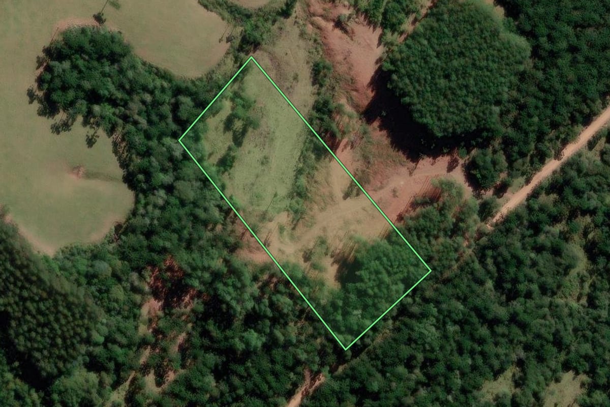 Imagem de satélite do imóvel rural em Correia Pinto (SC), com o contorno declarado no CAR desenhado por cima.