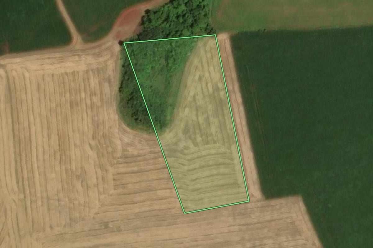 Imagem de satélite do imóvel rural em Cunha Porã (SC), com o contorno declarado no CAR desenhado por cima.