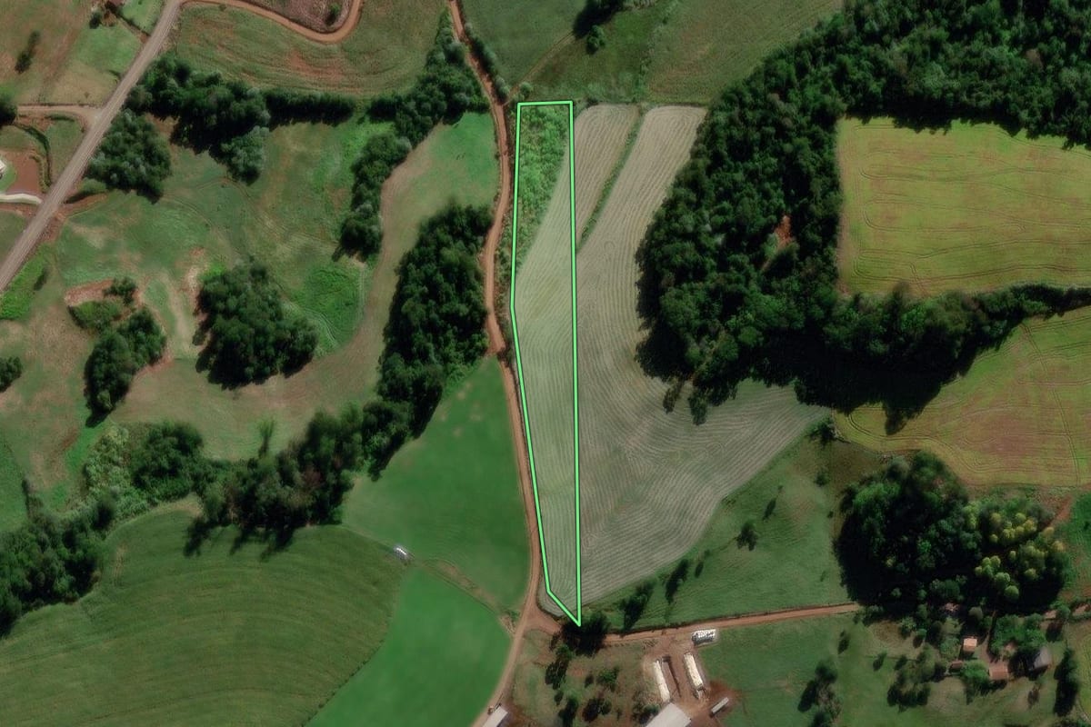 Imagem de satélite do imóvel rural em Cunhataí (SC), com o contorno declarado no CAR desenhado por cima.