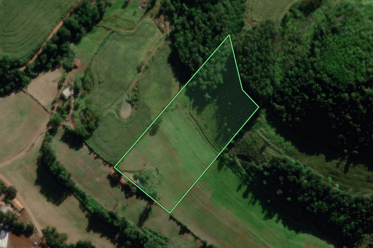 Imagem de satélite do imóvel rural em Cunhataí (SC), com o contorno declarado no CAR desenhado por cima.