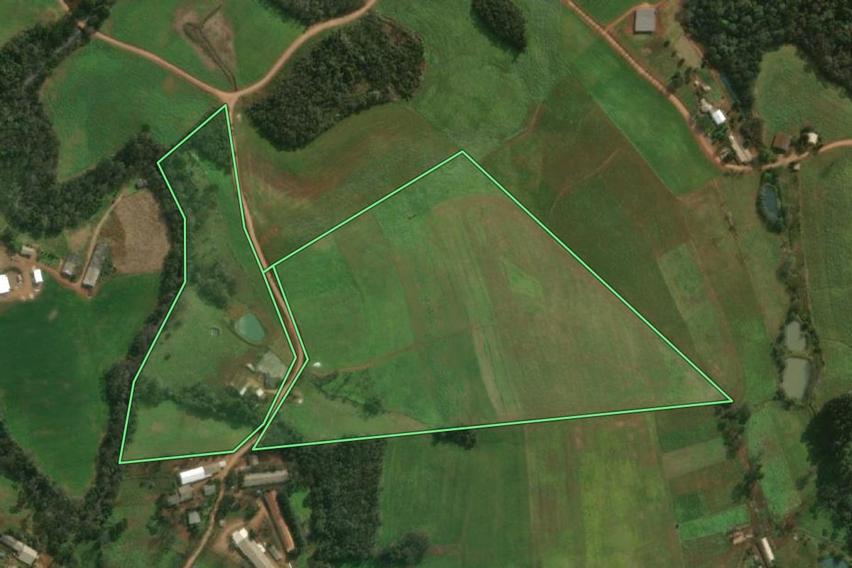 Imagem de satélite do imóvel rural em Descanso (SC), com o contorno declarado no CAR desenhado por cima.
