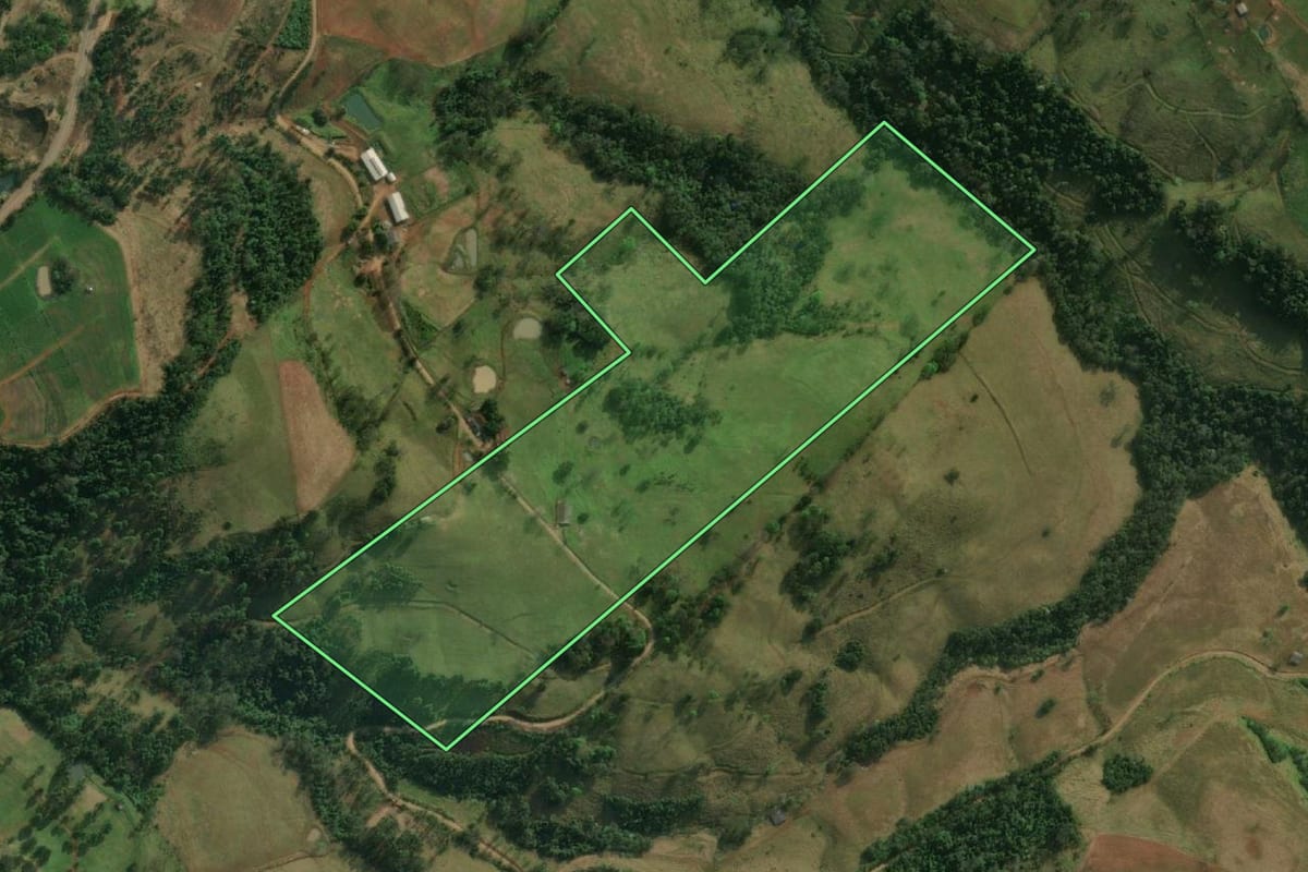 Imagem de satélite do imóvel rural em Descanso (SC), com o contorno declarado no CAR desenhado por cima.