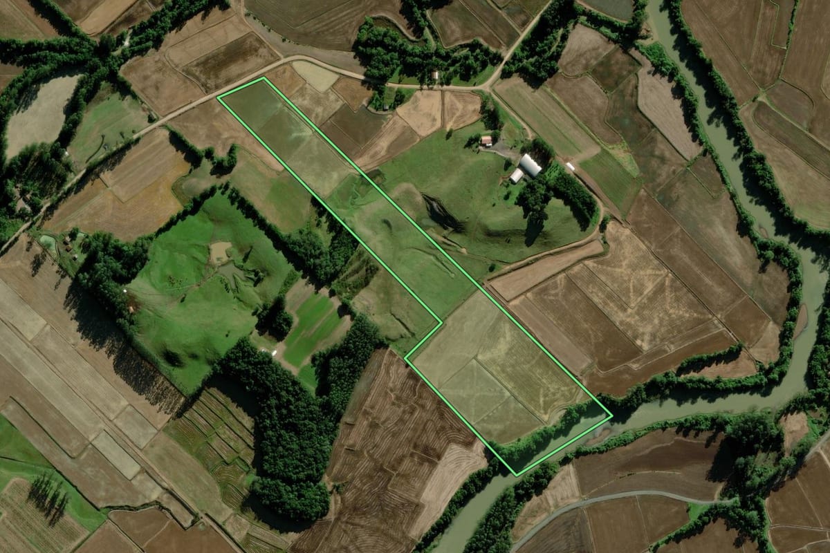 Imagem de satélite do imóvel rural em Ermo (SC), com o contorno declarado no CAR desenhado por cima.