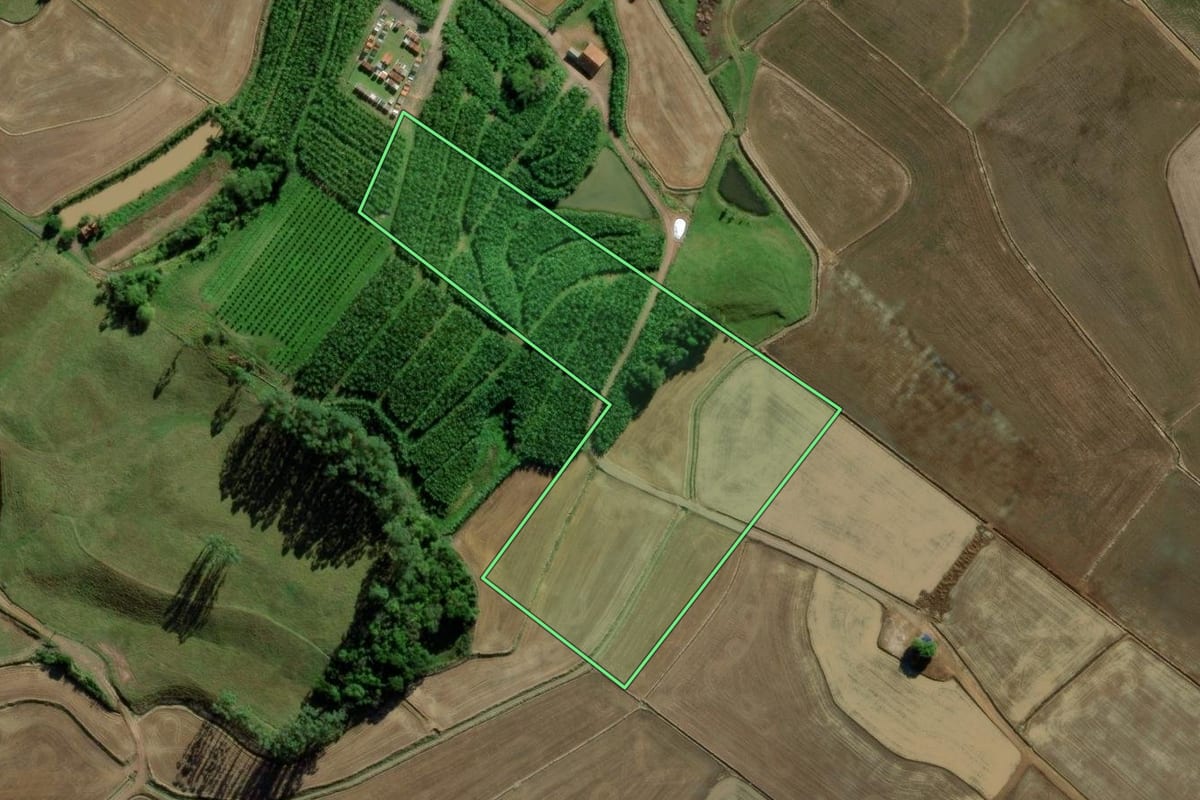 Imagem de satélite do imóvel rural em Ermo (SC), com o contorno declarado no CAR desenhado por cima.