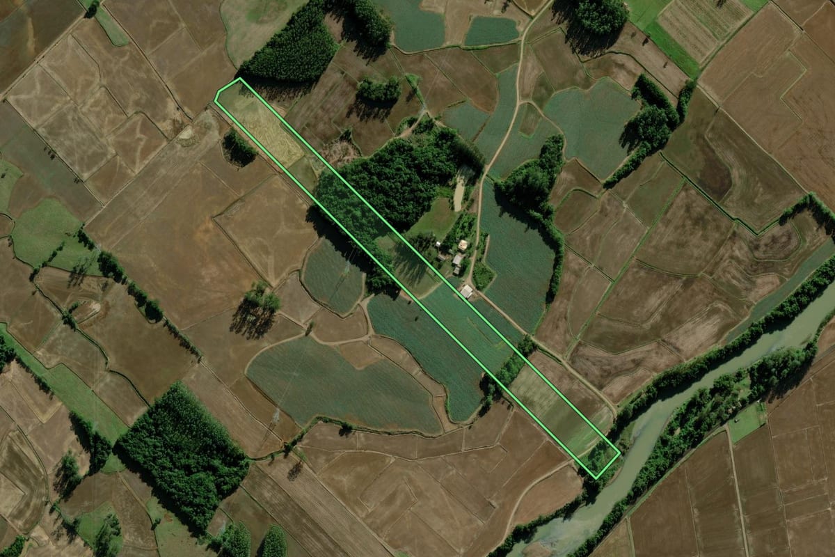 Imagem de satélite do imóvel rural em Ermo (SC), com o contorno declarado no CAR desenhado por cima.