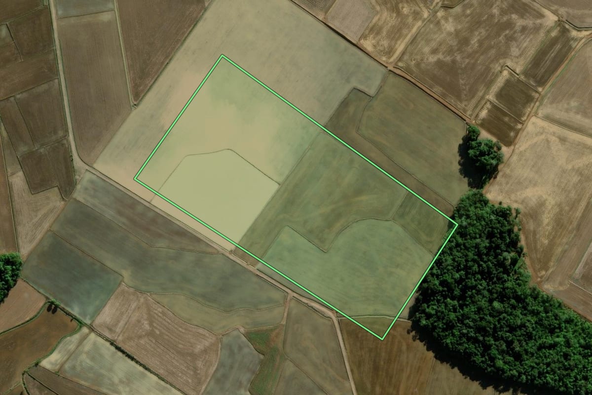 Imagem de satélite do imóvel rural em Ermo (SC), com o contorno declarado no CAR desenhado por cima.