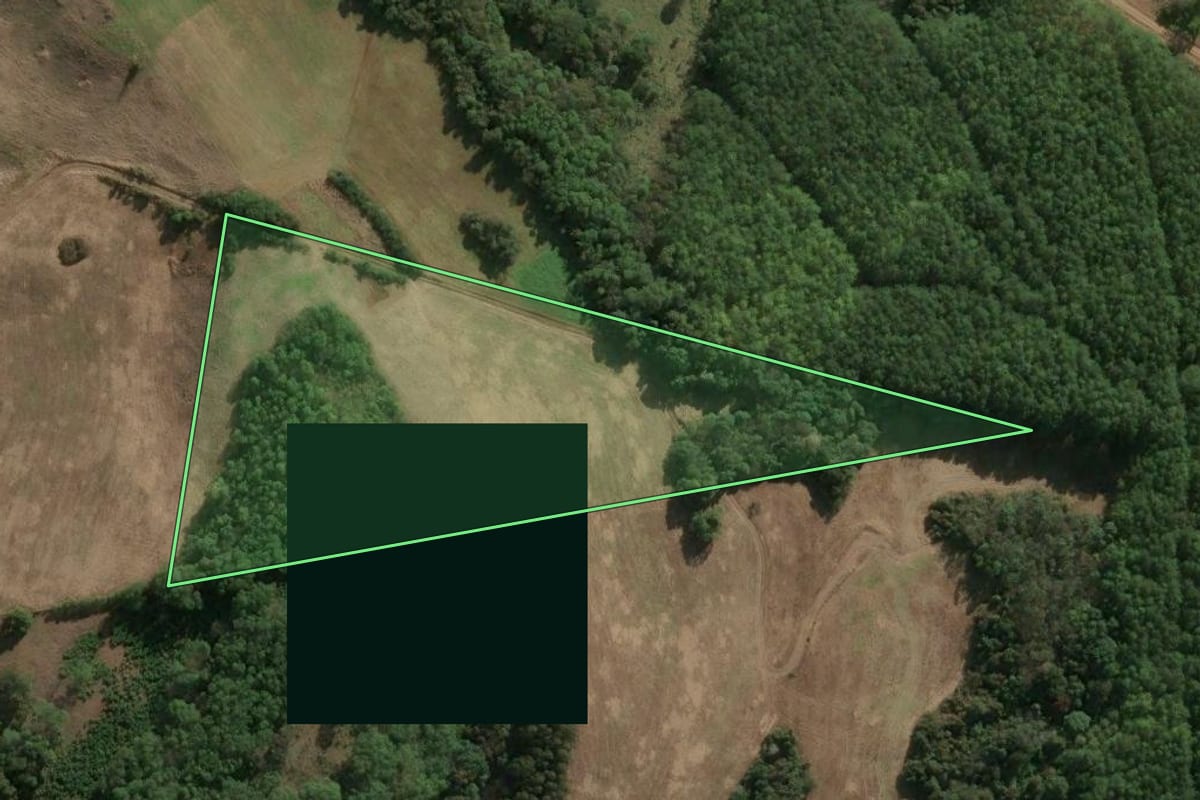 Imagem de satélite do imóvel rural em Erval Velho (SC), com o contorno declarado no CAR desenhado por cima.