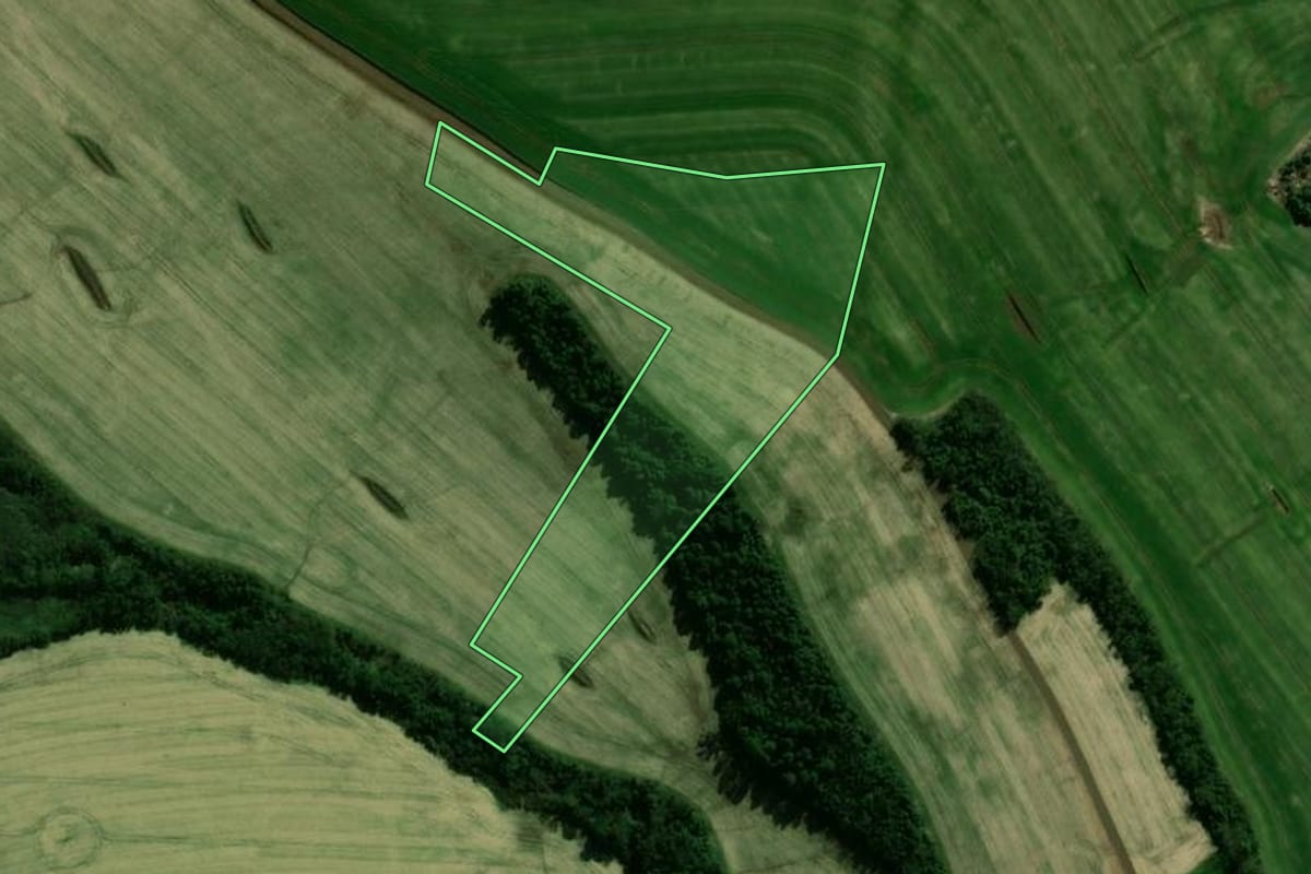 Imagem de satélite do imóvel rural em Faxinal dos Guedes (SC), com o contorno declarado no CAR desenhado por cima.