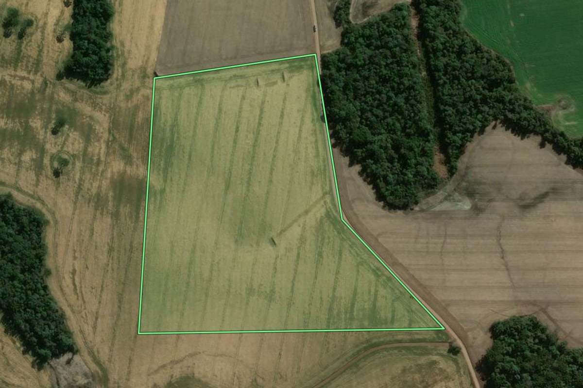 Imagem de satélite do imóvel rural em Faxinal dos Guedes (SC), com o contorno declarado no CAR desenhado por cima.