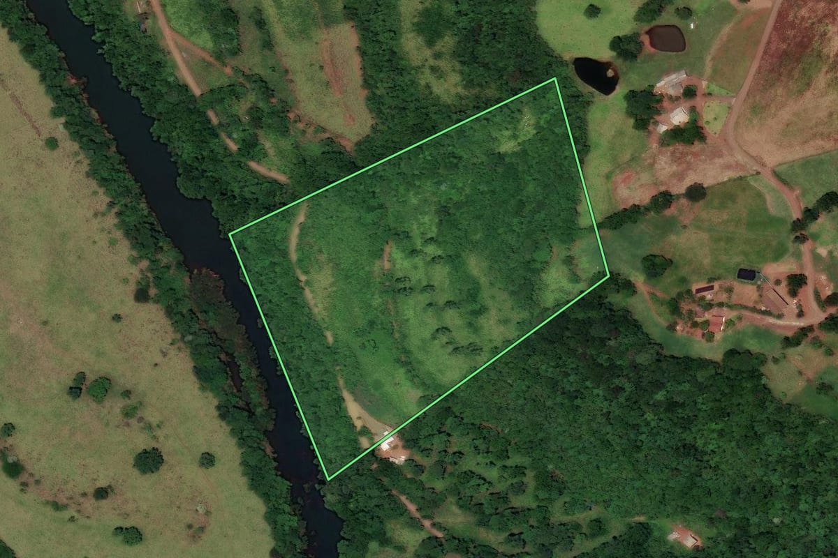 Imagem de satélite do imóvel rural em Flor do Sertão (SC), com o contorno declarado no CAR desenhado por cima.