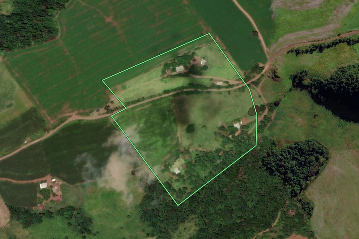 Imagem de satélite do imóvel rural em Flor do Sertão (SC), com o contorno declarado no CAR desenhado por cima.