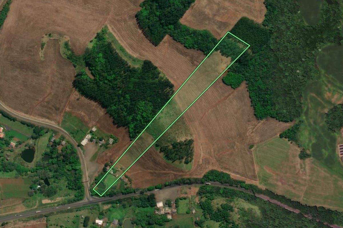 Imagem de satélite do imóvel rural em Flor do Sertão (SC), com o contorno declarado no CAR desenhado por cima.