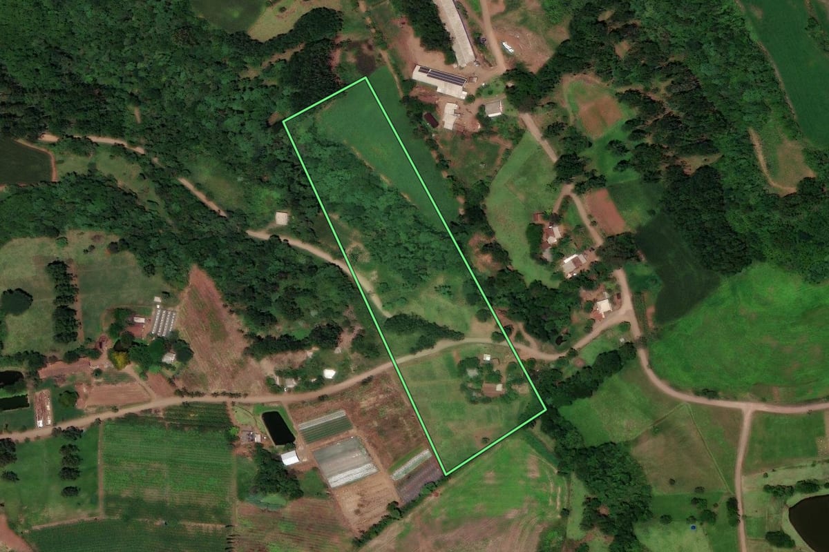 Imagem de satélite do imóvel rural em Flor do Sertão (SC), com o contorno declarado no CAR desenhado por cima.