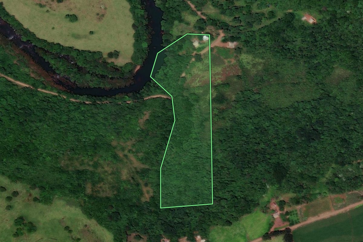 Imagem de satélite do imóvel rural em Flor do Sertão (SC), com o contorno declarado no CAR desenhado por cima.
