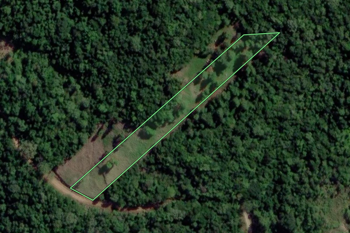 Imagem de satélite do imóvel rural em Florianópolis (SC), com o contorno declarado no CAR desenhado por cima.