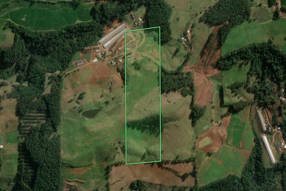 Imagem de satélite do imóvel rural em Formosa do Sul (SC), com o contorno declarado no CAR desenhado por cima.
