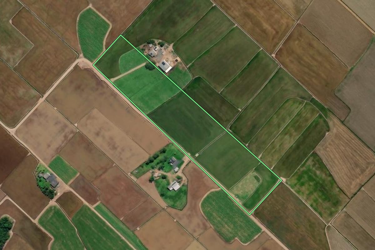 Imagem de satélite do imóvel rural em Forquilhinha (SC), com o contorno declarado no CAR desenhado por cima.