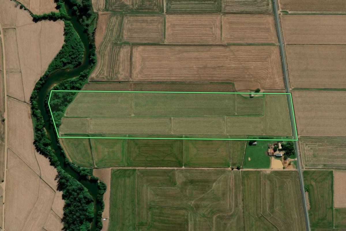 Imagem de satélite do imóvel rural em Forquilhinha (SC), com o contorno declarado no CAR desenhado por cima.