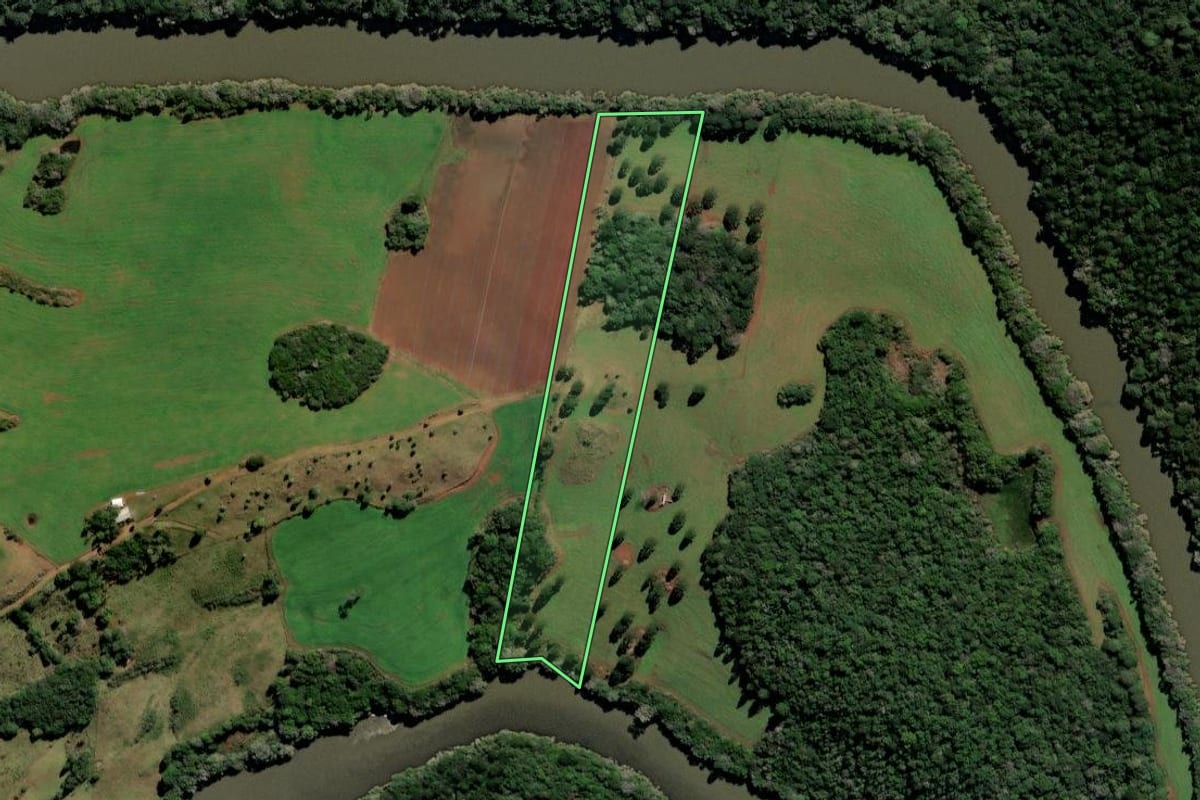 Imagem de satélite do imóvel rural em Frei Rogério (SC), com o contorno declarado no CAR desenhado por cima.