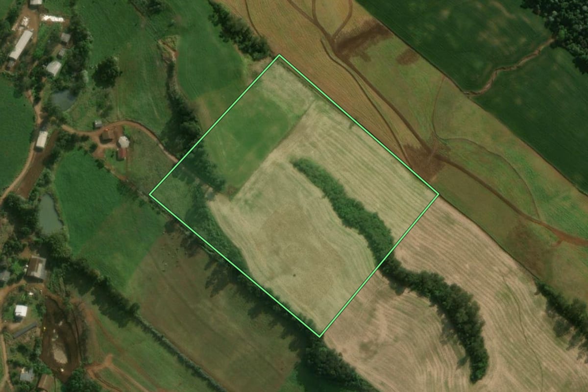 Imagem de satélite do imóvel rural em Guaraciaba (SC), com o contorno declarado no CAR desenhado por cima.