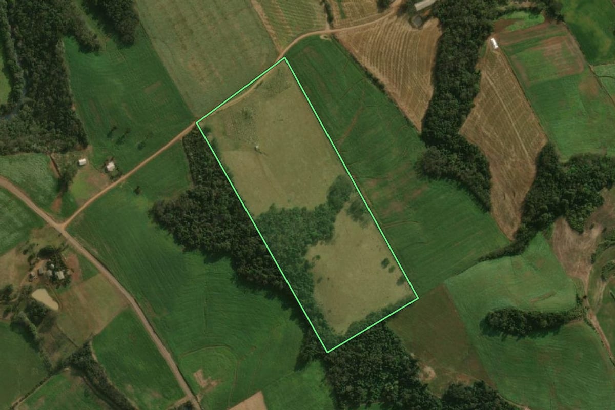 Imagem de satélite do imóvel rural em Guaraciaba (SC), com o contorno declarado no CAR desenhado por cima.