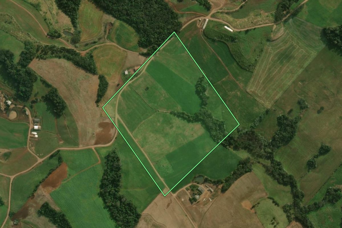 Imagem de satélite do imóvel rural em Guaraciaba (SC), com o contorno declarado no CAR desenhado por cima.