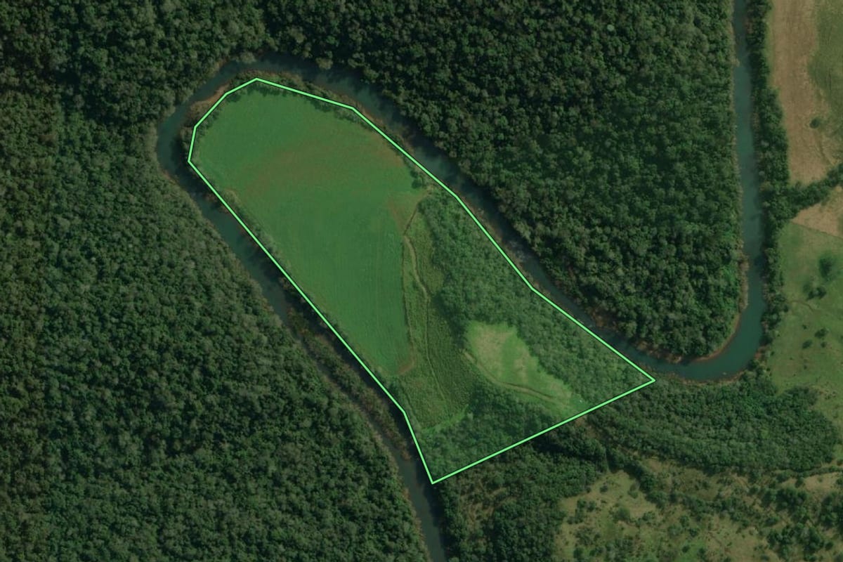 Imagem de satélite do imóvel rural em Guaraciaba (SC), com o contorno declarado no CAR desenhado por cima.