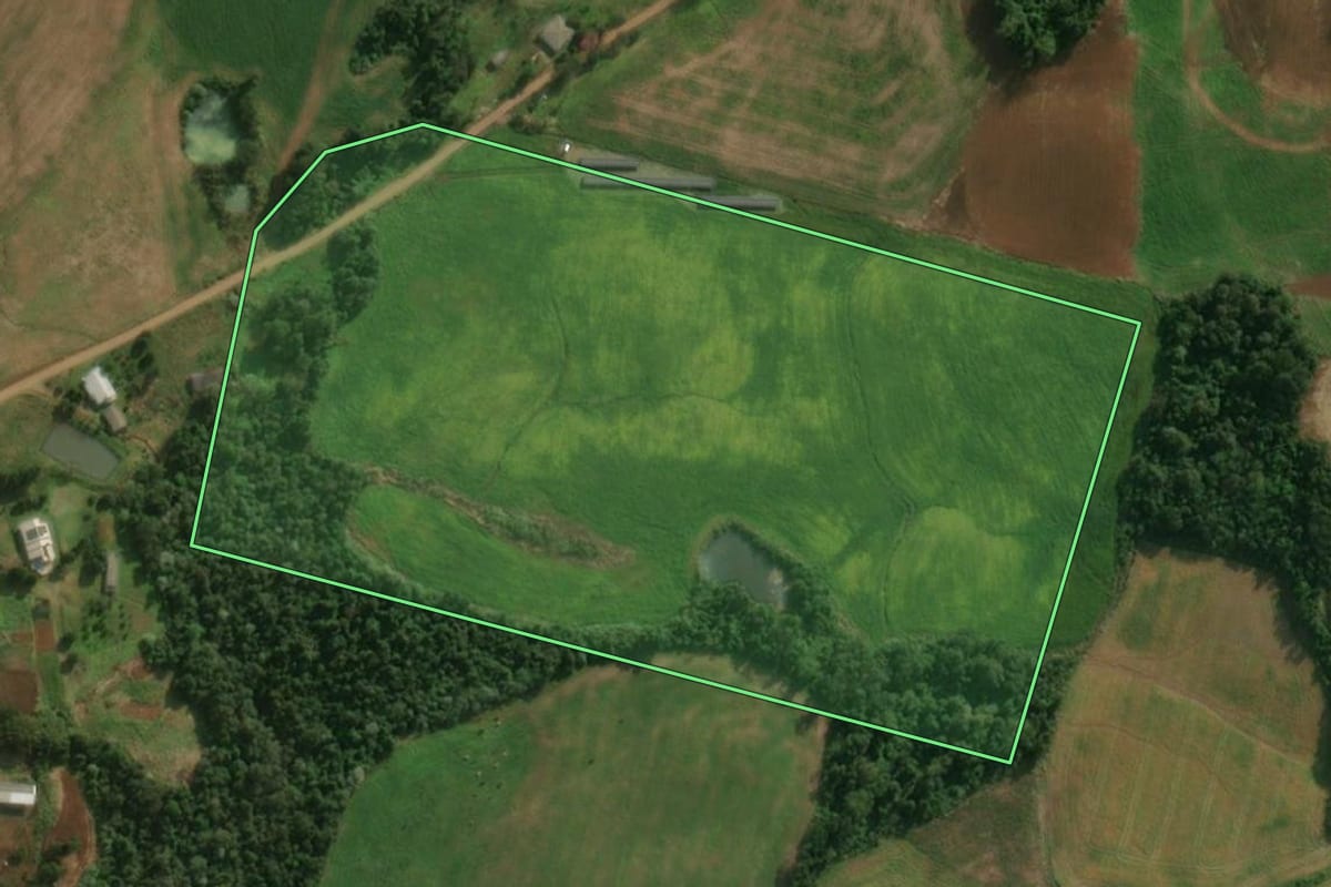 Imagem de satélite do imóvel rural em Guaraciaba (SC), com o contorno declarado no CAR desenhado por cima.