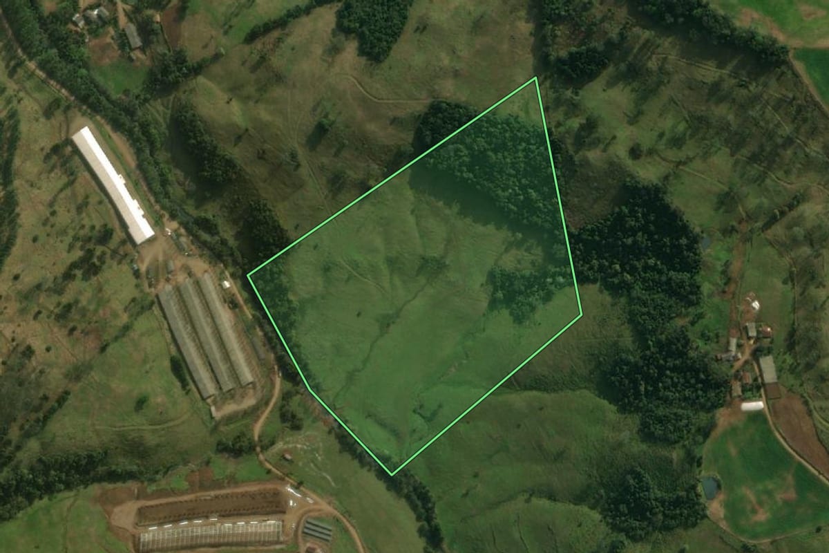 Imagem de satélite do imóvel rural em Guaraciaba (SC), com o contorno declarado no CAR desenhado por cima.
