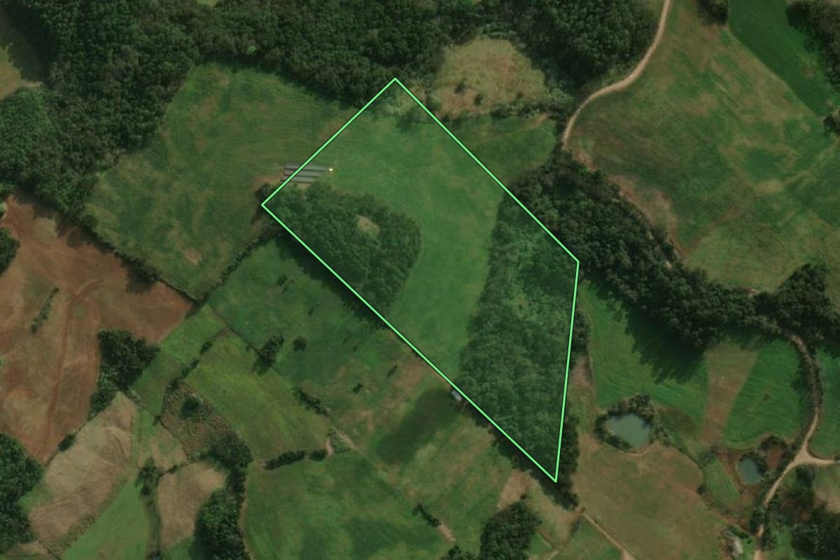 Imagem de satélite do imóvel rural em Guaraciaba (SC), com o contorno declarado no CAR desenhado por cima.
