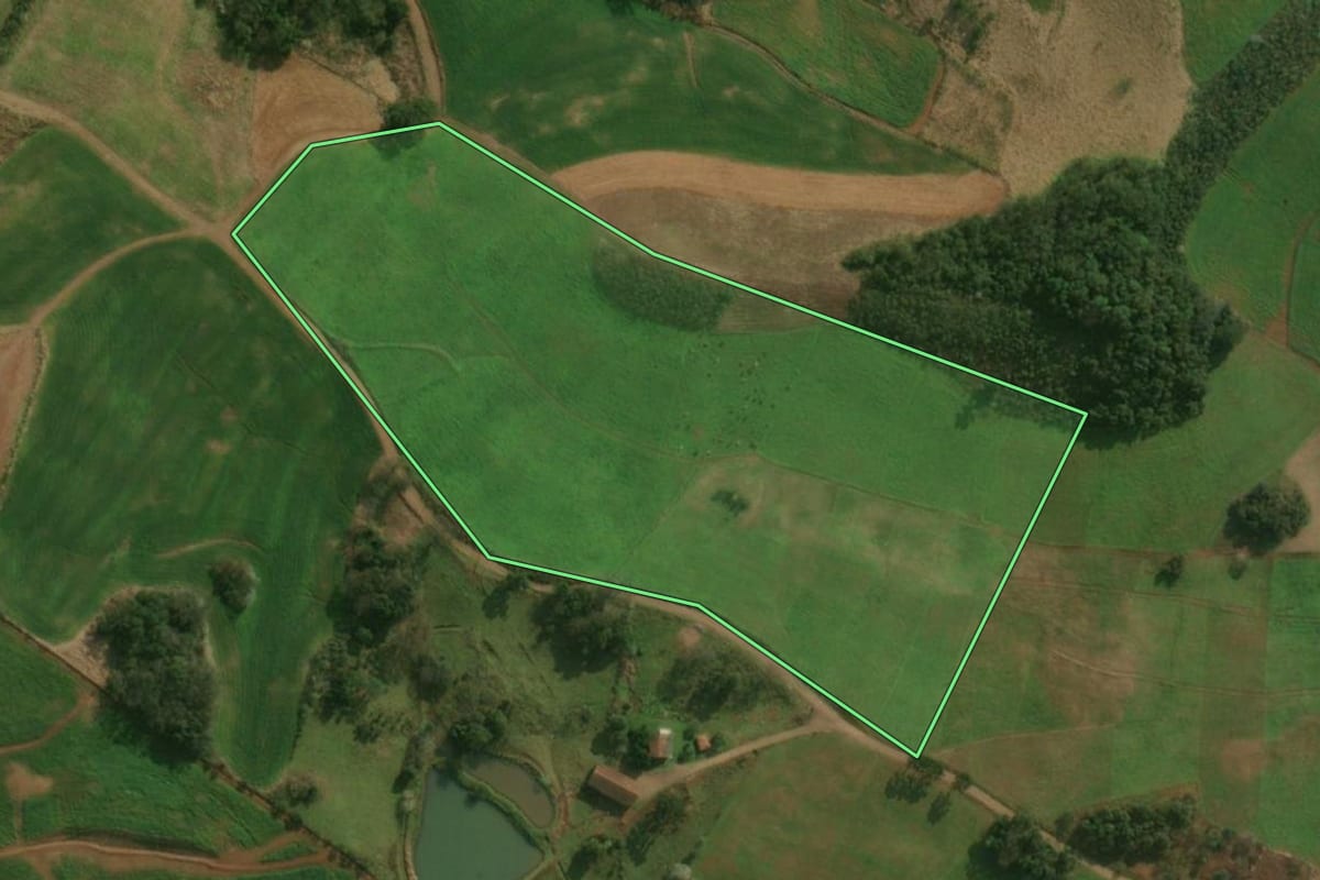 Imagem de satélite do imóvel rural em Guaraciaba (SC), com o contorno declarado no CAR desenhado por cima.